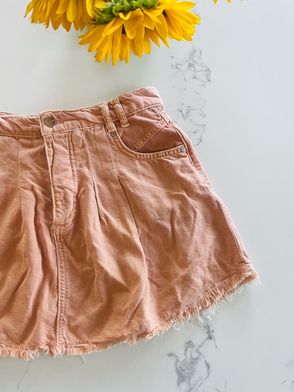 Anthropologie Pilcro Frayed Hem Mini Skirt in Peach